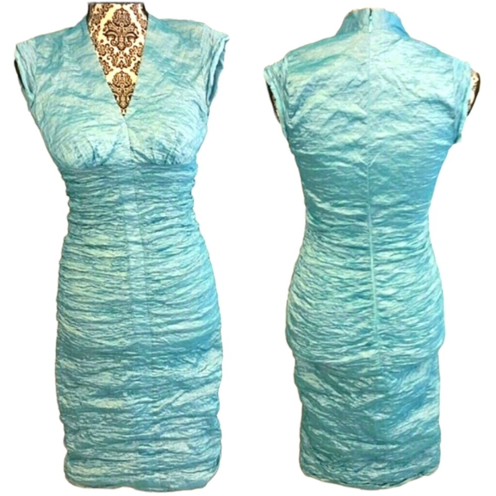 NICOLE MILLER Metallic Bodycon Pencil Curvy Fit Luxe Wedding Guest Birthday 8